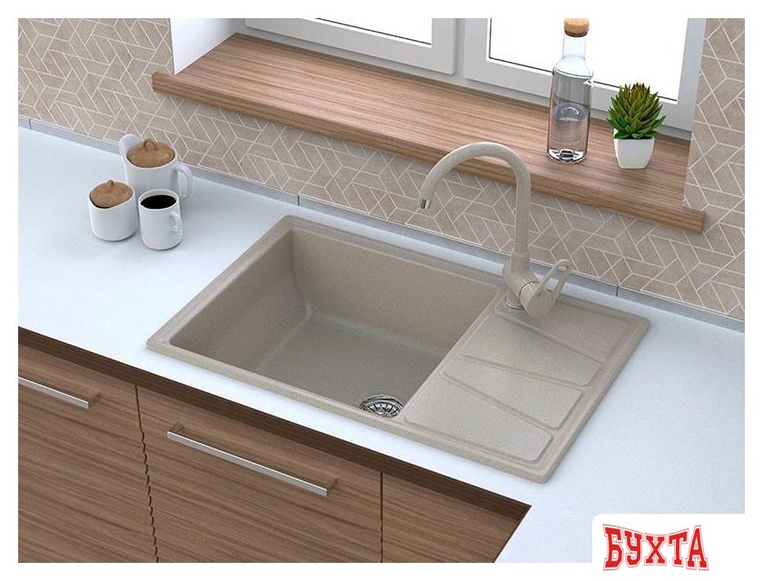 Кухонная мойка GranFest GF-V-780L (песочный) 3