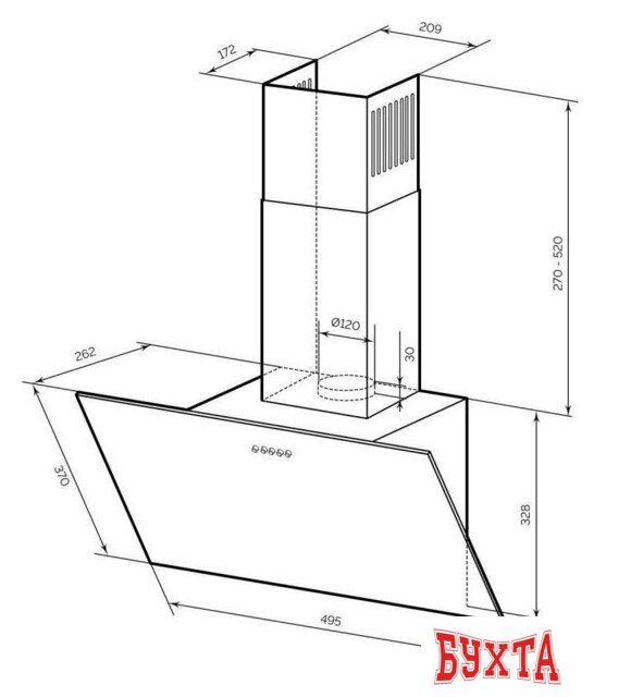 Кухонная вытяжка LEX Moza 500 (черный) 4