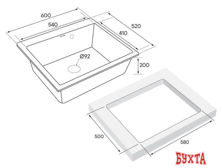Кухонная мойка Paulmark Kante 60 PM106052-DG 4