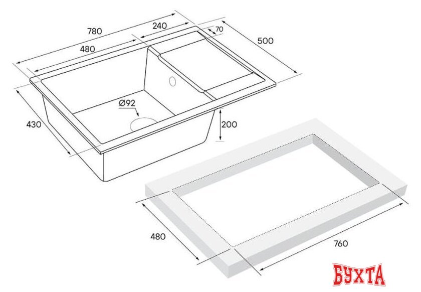 Кухонная мойка Paulmark Flugen 60 PM317850-GR 4