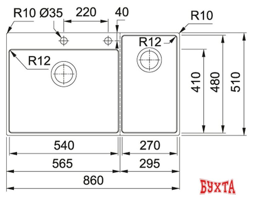 Кухонная мойка Franke Box Center BWX 220-54-27 TL 127.0538.260 4