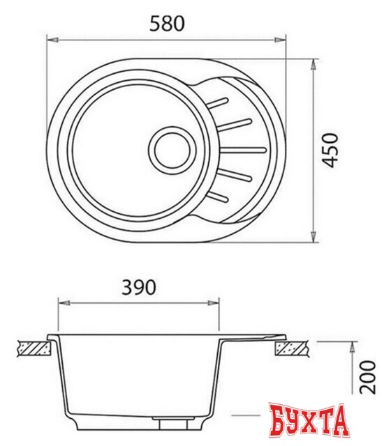 Кухонная мойка GranFest Rondo GF-R580L (белый) 2