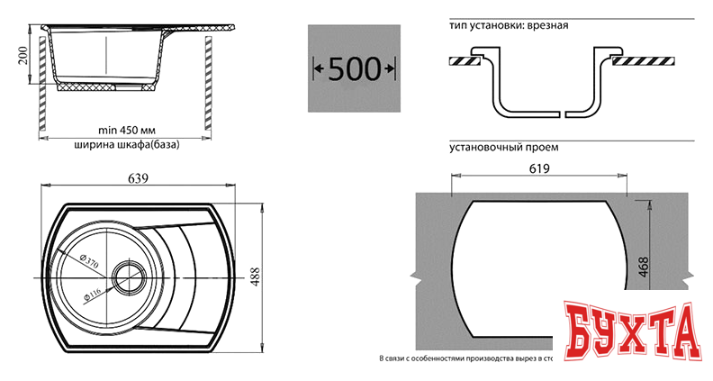 Кухонная мойка GranFest GF-R650L (белый) 2