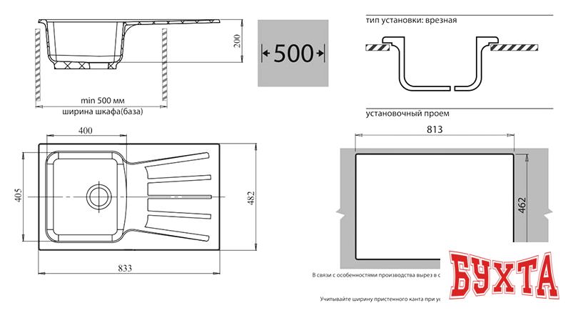 Кухонная мойка GranFest GF-S850L (белый) 2