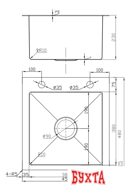 Кухонная мойка Avina HM4548 PVD (графит) 5