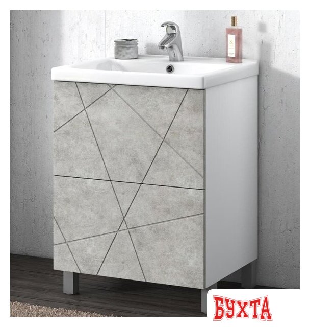 Мебель для ванных комнат Vigo Тумба под умывальник Geometry 600-0-2 Фостер (бетон) 2