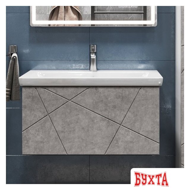 Мебель для ванных комнат Vigo Тумба под умывальник Geometry 800-0-1 Como навесная (бетон) 3