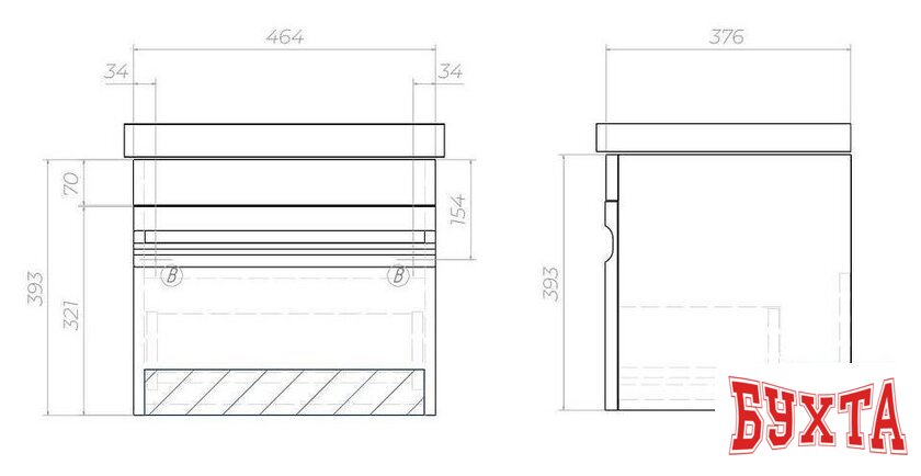 Мебель для ванных комнат Vigo Тумба под умывальник Holly 500-0-1 tp.HOL.FOS.50.1Y (навесная) 5