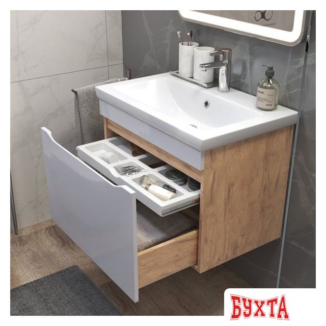 Мебель для ванных комнат Vigo Тумба под умывальник Grani 700-0-1 Como навесная (дуб золотой) 4