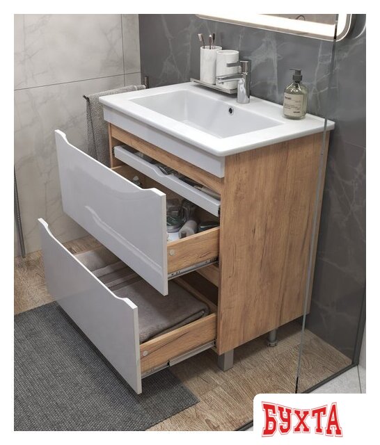 Мебель для ванных комнат Vigo Тумба под умывальник Grani 750-0-2 Оскар (дуб золотой) 4