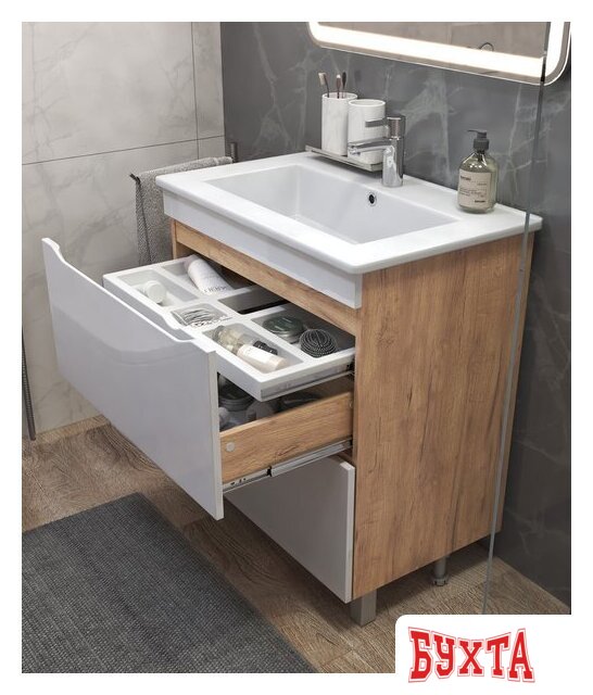 Мебель для ванных комнат Vigo Тумба под умывальник Grani 750-0-2 Оскар (дуб золотой) 5