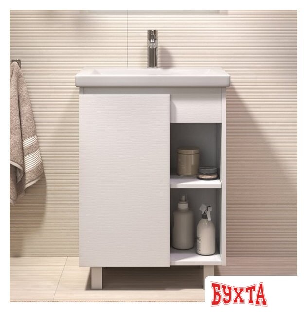 Мебель для ванных комнат Vigo Тумба под умывальник Milos 600-1-0 Como (белый) 3