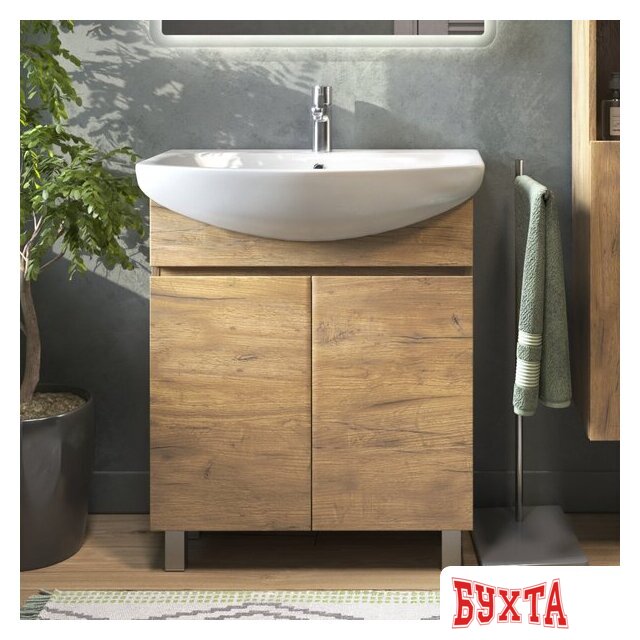 Мебель для ванных комнат Vigo Тумба под умывальник Wing 700-2-0 Балтика (дуб золотой) 3