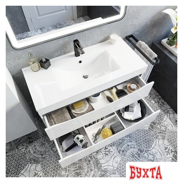 Мебель для ванных комнат IDDIS Тумба c умывальником Cloud 100 CLO10W1i95K 5