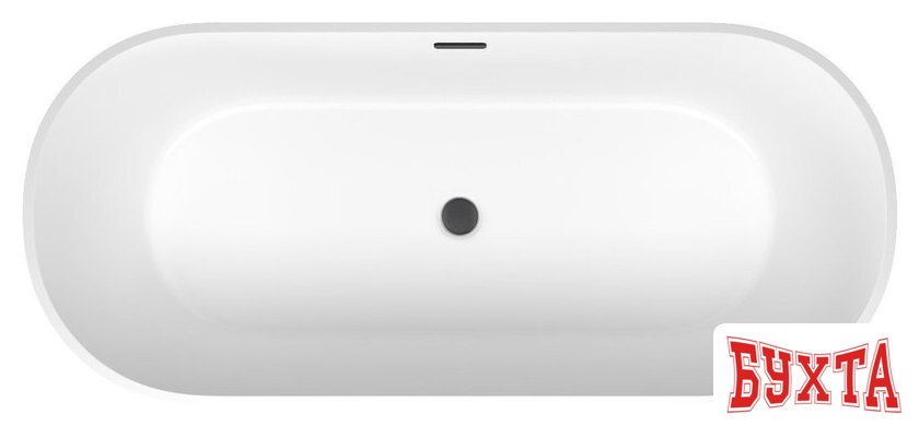 Ванна Wellsee Shell 170x75 28170303R (отдельностоящая ванна белый глянец, экран, ножки, сифон-автомат матовый черный) 4