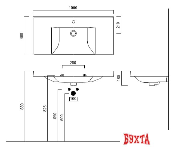 Умывальник Kerama Marazzi Cubo 100 CUi.wb.100 2