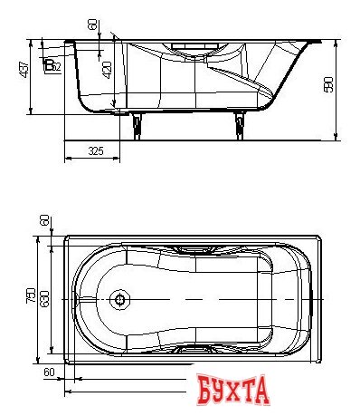 Ванна Универсал Сибирячка 150x75 3