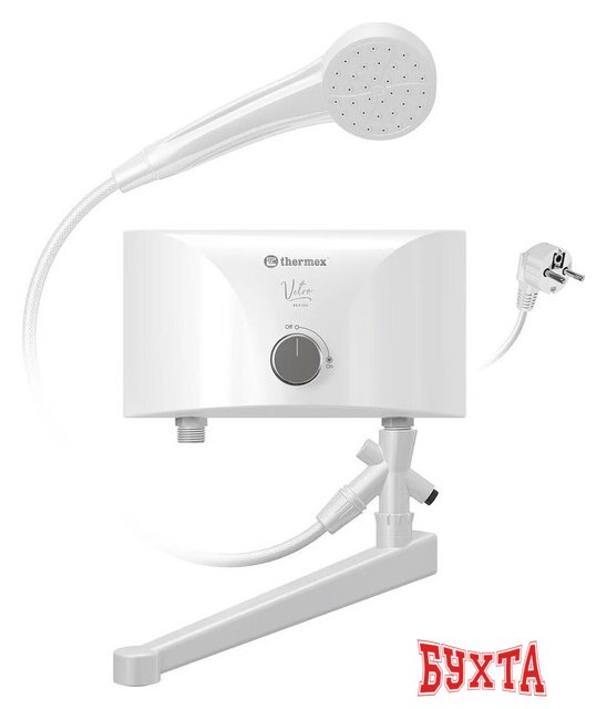 Проточный электрический водонагреватель кран+душ Thermex Vetro 6500 Combi