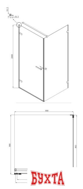 Душевой уголок Ambassador Set 10011102L-ST3 5