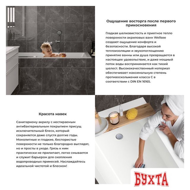 Ванна Wellsee FreeDom 165x80 231102004 (встраиваемая ванна белый глянец, сифон-автомат золото) 4