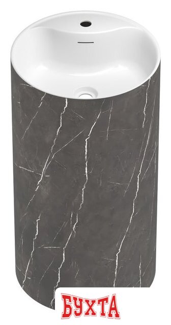 Умывальник Wellsee Chalice Perfection 230624000 (отдельностоящий, с отверстием под смеситель, цвет матовый черный мрамор/глянцевый белый) 2