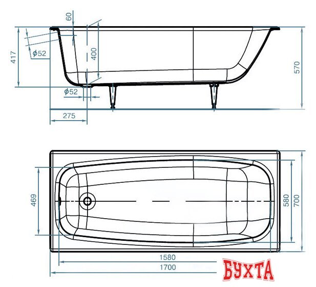 Ванна Универсал Грация 170x70 3