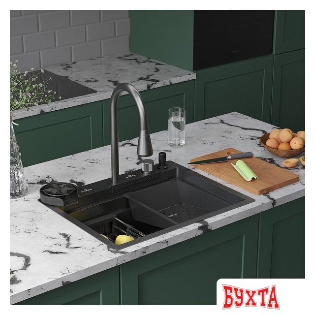 Кухонная мойка Roxen Stage Plus 560250-60B многофункциональная 8 в 1 (60*48/графит)