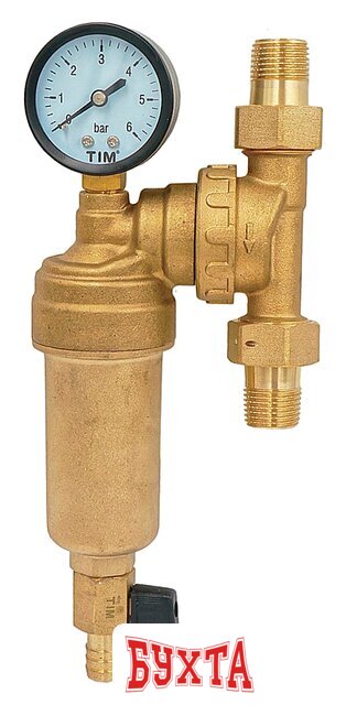 Магистральный фильтр Tim JH-1001W3 самопромывной с манометром 1/2"