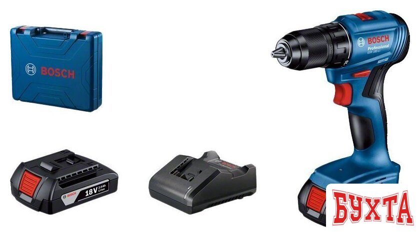 Дрель-шуруповерт Bosch GSR 185-LI Professional 06019K3000 (с 2-мя АКБ, кейс)