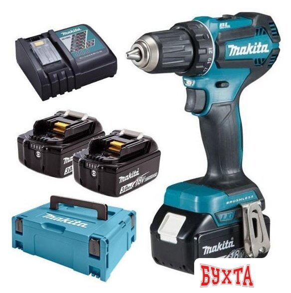 Дрель-шуруповерт Makita DDF485RF3J (с 3-мя АКБ, кейс)