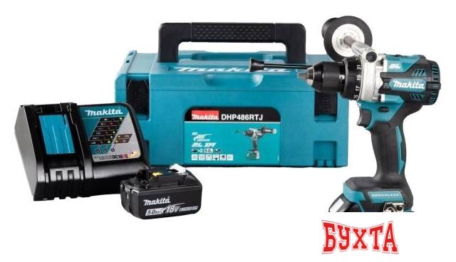 Ударная дрель-шуруповерт Makita DHP486RTJ (с 2-мя АКБ 5 Ач, кейс)