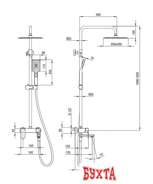 Душевая система Deante Alpinia NAC N1AM 3