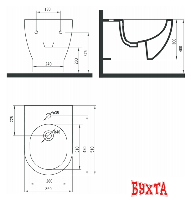 Биде Deante Peonia CDE 6BPW 2
