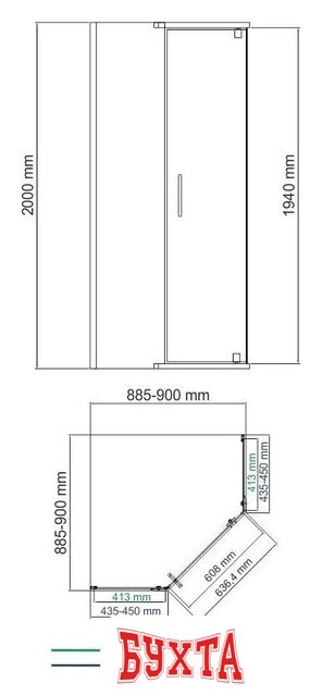 Душевой уголок Wasserkraft Leine 35P11 4