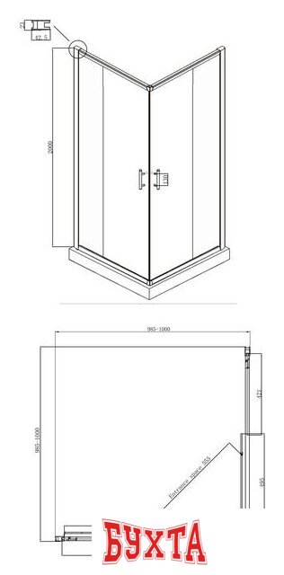 Душевой уголок Ambassador Set 14011103-ST15 5