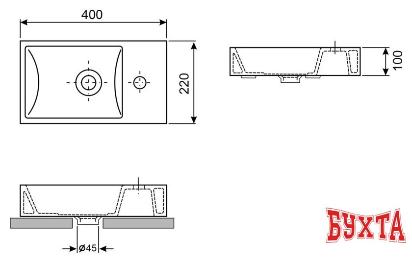 Умывальник Wellsee WC Area 151801001, 2 в 1 4
