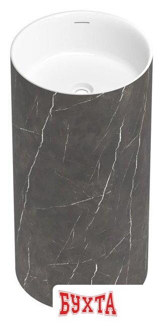 Умывальник Wellsee Chalice Perfection 230617000 (отдельностоящий, без отверстия под смеситель, цвет матовый черный мрамор/глянцевый белый) 2
