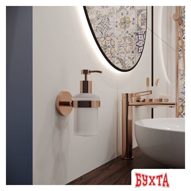 Дозатор для жидкого мыла Wellsee Finishing Touch 182514000 с держателем (розовое золото) 4