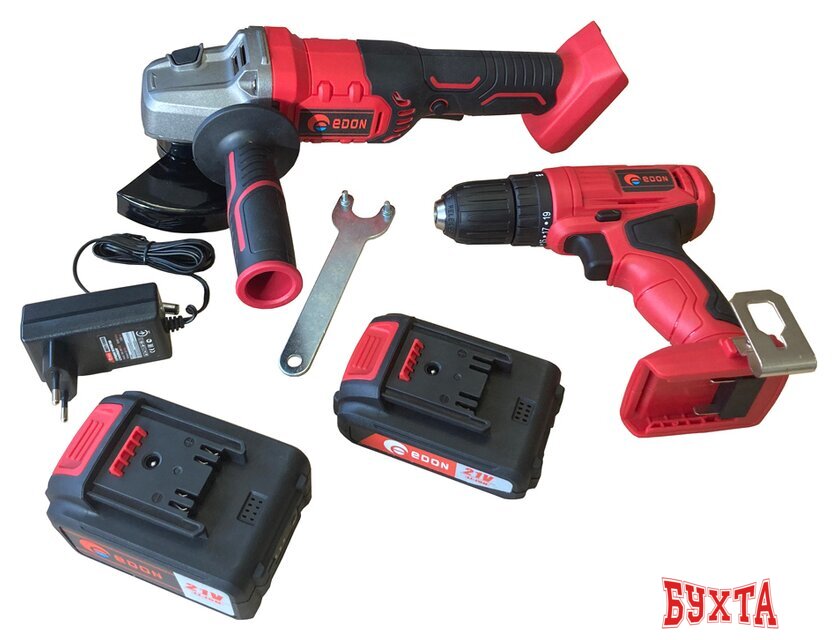 Наборы электроинструментов Edon OAF21-AD/AG (шуруповерт, болгарка, 2 АКБ, кейс) 2