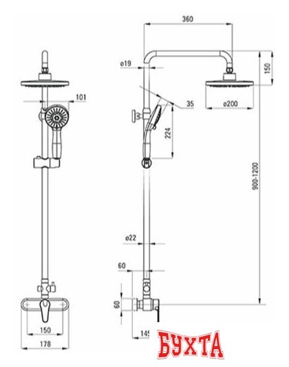 Душевая система Deante Cascada Mak NAC 016M 2