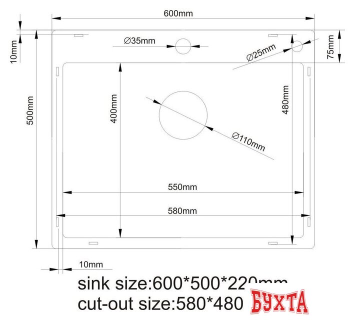 Кухонная мойка Asteria A6050S (сатин) 4