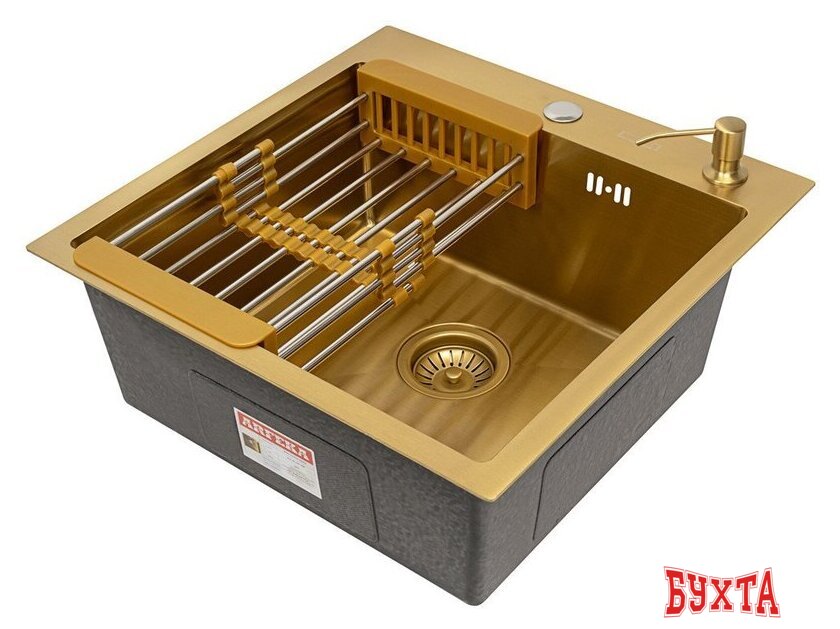 Кухонная мойка ARFEKA ECO AR мойка 500*500, коландер, дозатор GOLD