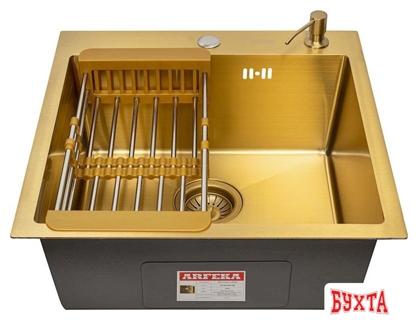 Кухонная мойка ARFEKA ECO AR мойка 500*500, коландер, дозатор GOLD 2