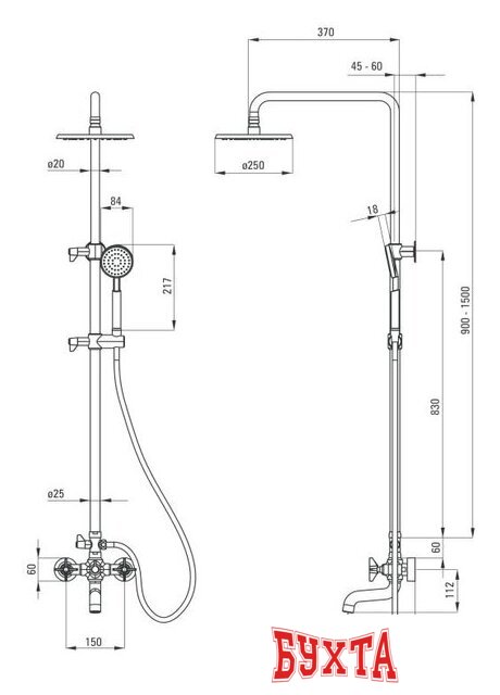Душевая система Deante Temisto NAC 01QT 2