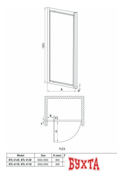 Душевая дверь Deante Flex 90 KTL 411D (хром/графитовое) 2