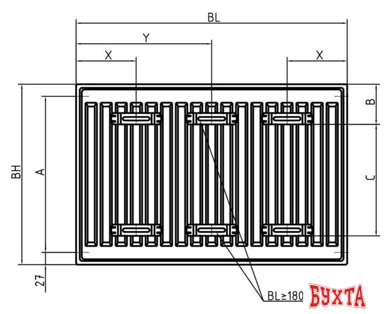 Стальной панельный радиатор Brugman Tип 22 300x100x500 FEV220300501UBY (нижнее подключение) 4