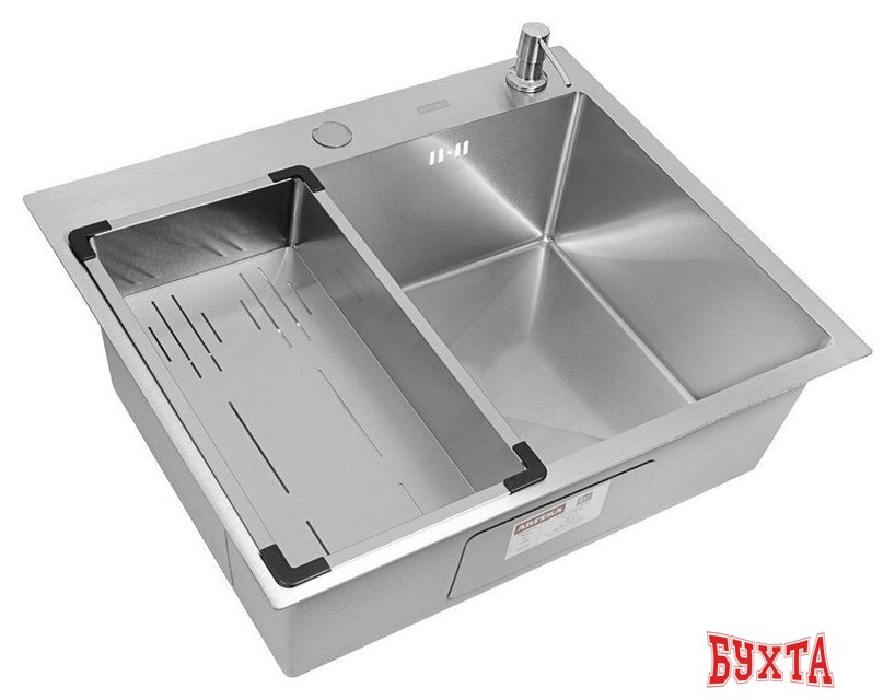 Кухонная мойка ARFEKA Eco AR мойка 600*500, коландер G, дозатор Satin Decor Volcanic