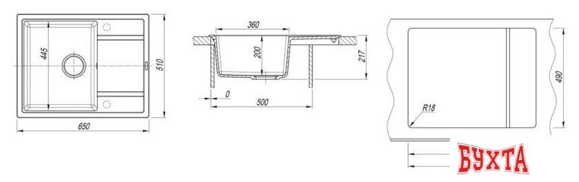 Кухонная мойка ZorG Rock 65 Premium alumetallic 4
