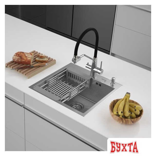 Кухонная мойка ARFEKA ECO AR мойка 500*500, коландер, дозатор SATIN DECOR
