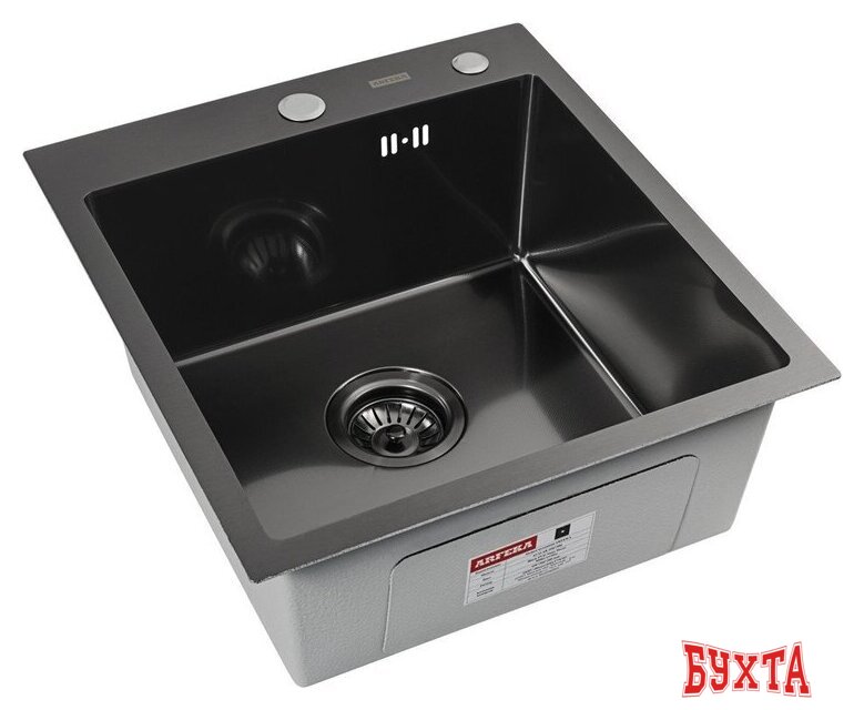Кухонная мойка ARFEKA ECO AR 450*500 BLACK PVD NANO DECOR MILLET GRAINS